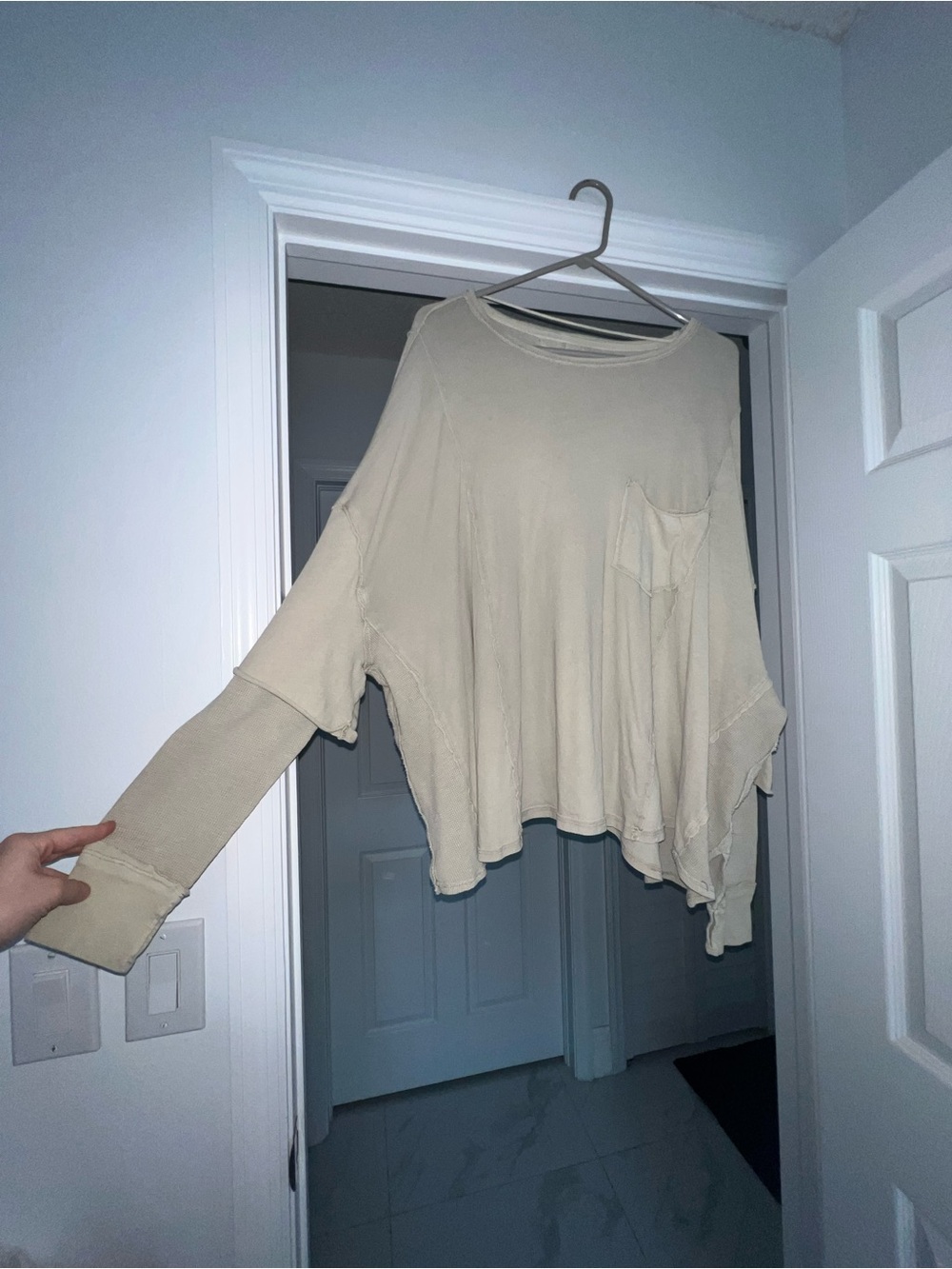 Free People Artsy Beige Long Sleeve Size: Small